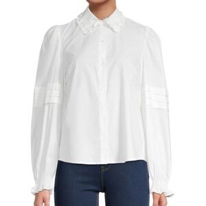 Walter Baker NWT Ruffle Collar button down size M